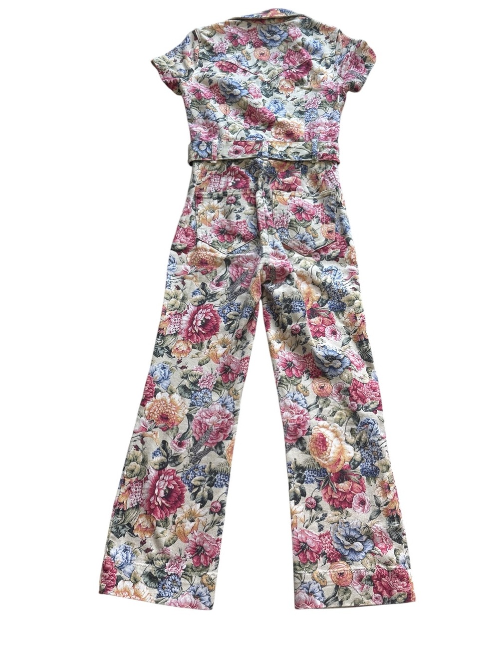 Show Me Your Mumu Jacksonville Floral Denim Belted Jumpsuit S Boho Dusty Meadows - Picture 11 of 15